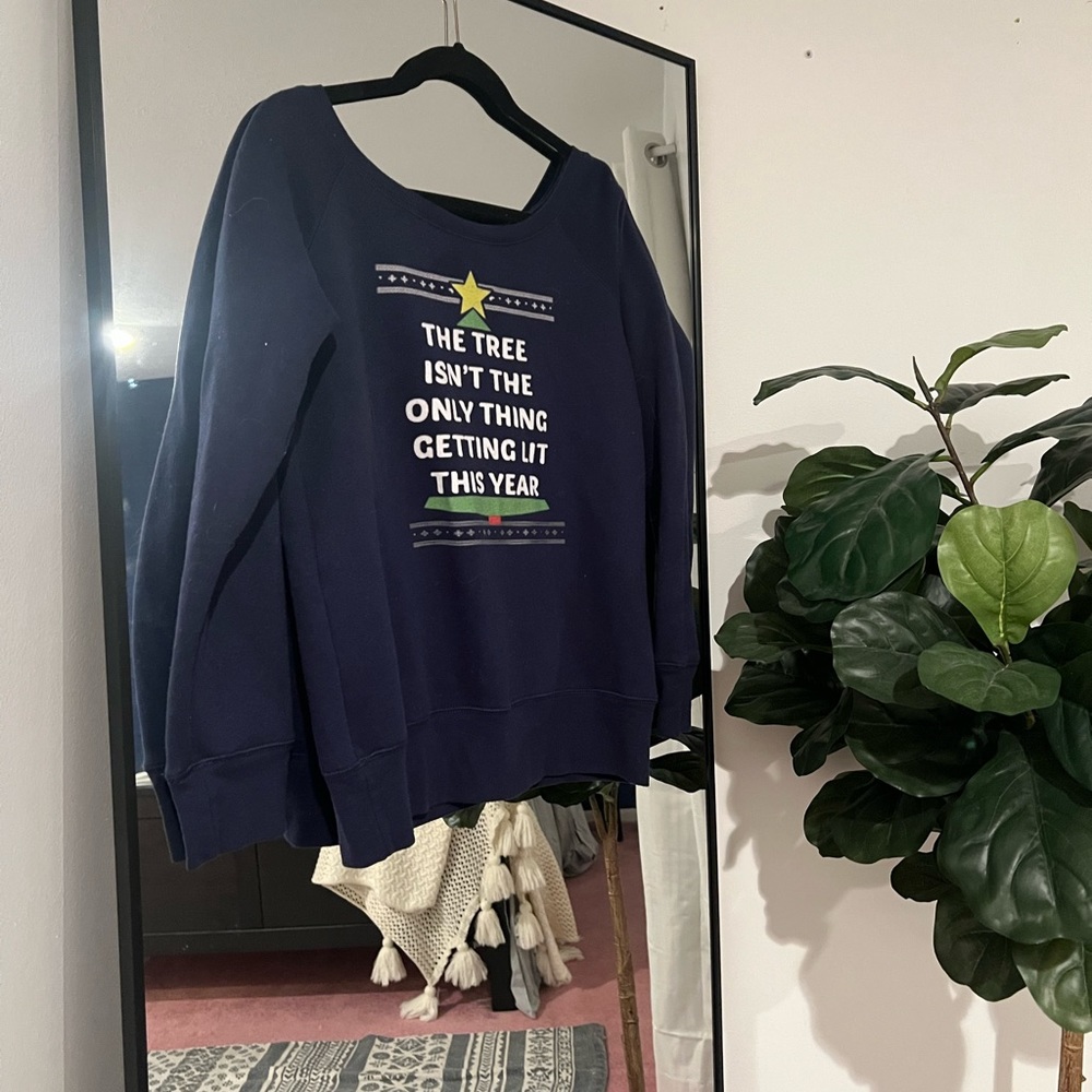 Ugly holiday sweater- off the shoulder sweater